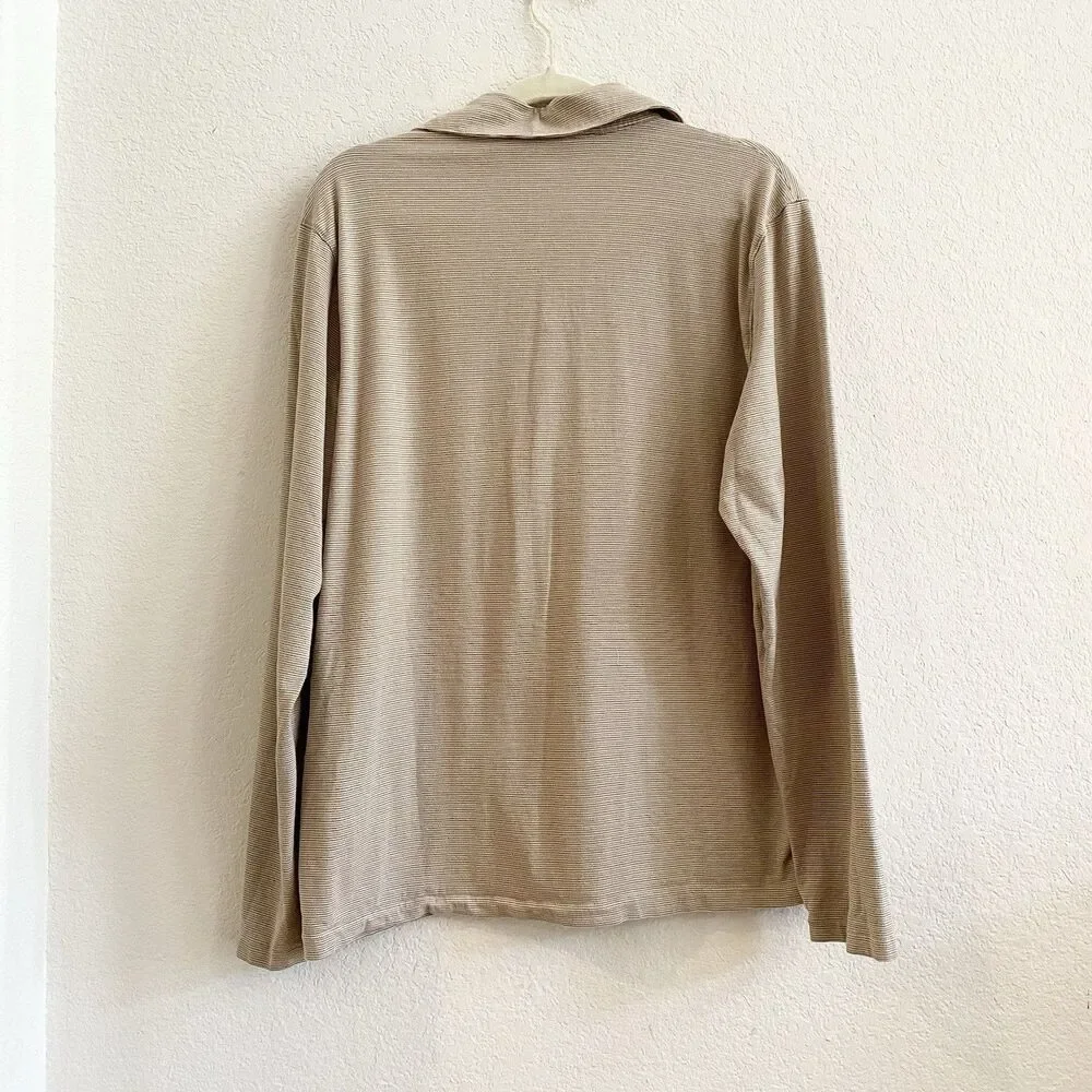 Banana Republic Mens Tan Long‎ Sleeve V-neck Henley Pullover Shirt Large Cotton